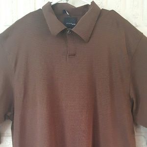 Bill Blass Studio Brown Polo Long Sleeve Shirt
